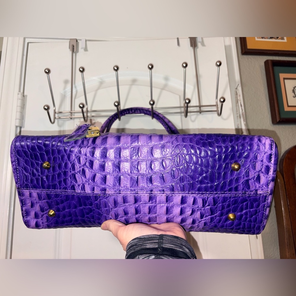 RARE XL Italian Leather Croc Doctor Bag - Electric Amethyst - Picture 7 of 16